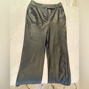 Express Black Flare Trouser Pants-faux leather